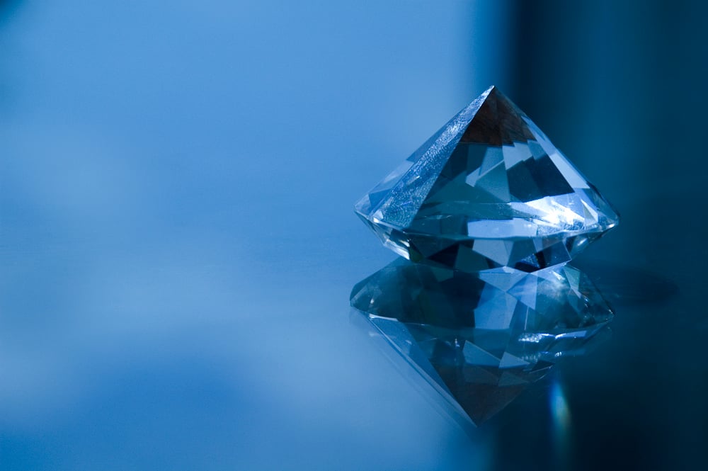 Anniversary crystal on tabletop